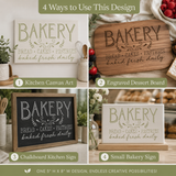 Collage of bakery-themed signs and boards with 'Bakery' text and various designs applied to it.