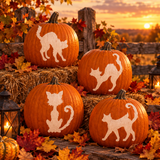 Cats stenciled onto pumpkins - Pumpkin Painting Stencils