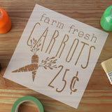 Easter stencil surrounded by craft supplies.