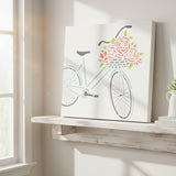 Vintage French Bicycle Craft Stencil painted on a blank white canvas.