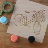 Vintage French Bicycle Craft Stencil being used for a craft project.