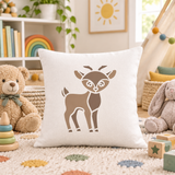 baby Deer stencil painted with fabric paint on a pillow in playroom. Pillow Stencils
