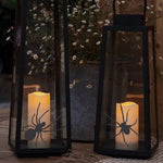 Halloween Spiders Stenciled onto Glass Lanterns