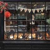 Halloween Cats Window Stencil Set applied to a window