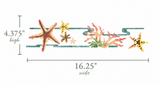 Decorative strip with sea-themed elements like starfish and coral, shown with measurements on a white background.