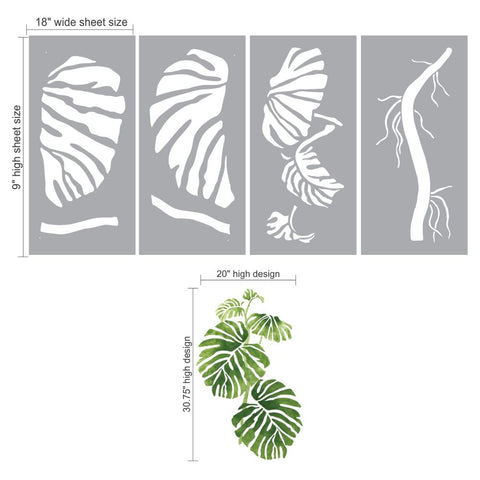 monstera stencil Large Leaf Stencil | Tropical