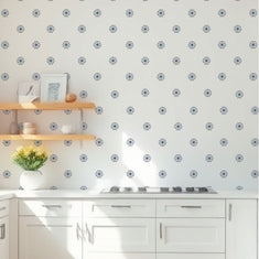 Flower Pattern Wallpaper Wall Stencil APPLIED TO A KITCHEN WALL