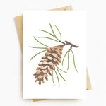 Single Pinecone Stencil painted on a greeting card