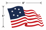 American flag with dimensions labeled on a white background