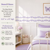 Highlights and dimensions for the Wavy Border Wall Stencil