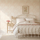 Floral Lattice Stencil Applied to a bedroom wall with a shabby chic style
