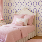 Lavender Scallop stencil painted on a girl's bedroom wall.