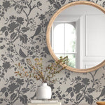 Contemporary Birds in Trees Allover Wall Stencil painted onto an entryway wall