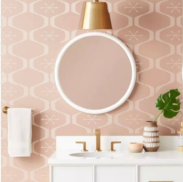 Atomic Star Allover Wall Stencil - Room Setting