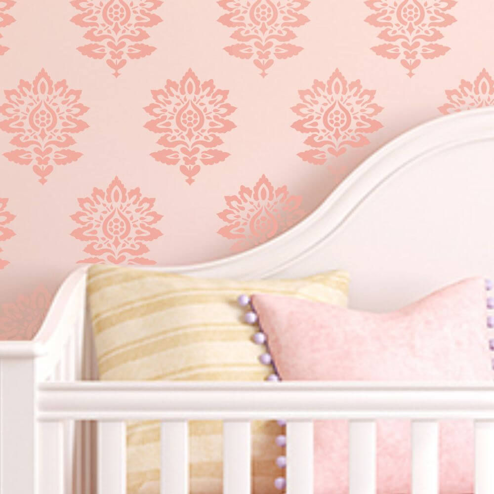 Damask Stencil Allover Pattern Large Trellis Wall Stencil | Acanthus