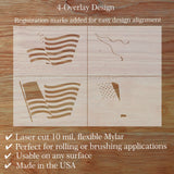 Laser cut Mylar sheet with registration marks on a wooden background