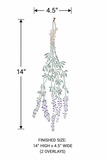 Illustration of a hanging lavender with dimensions on a white background