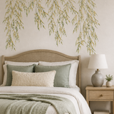 Willow stencil applied to a wall in a bedroom.