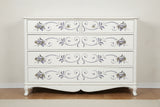 Decorative purple floral border on a white background