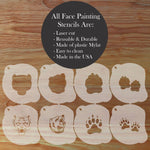 Details and Product Highlights Bear Mascot Face Painting Stencil Set