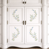 White cabinet with Blueberry Spray Stenciling