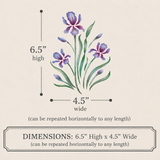 Dimensions for the royal iris stencil design