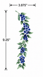 Dimensions for the blueberry garland stencil design from Designer Stencils