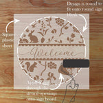 Details of the Woodland Welcome Round Sign Stencil