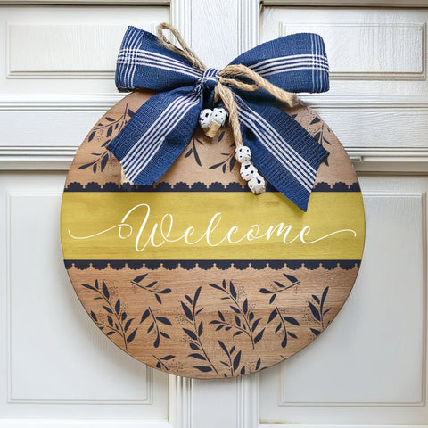 Tranquil Branches Welcome Round Sign Stencil