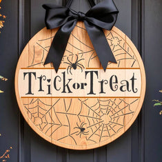 Trick or Treat Halloween Round Sign Stencil
