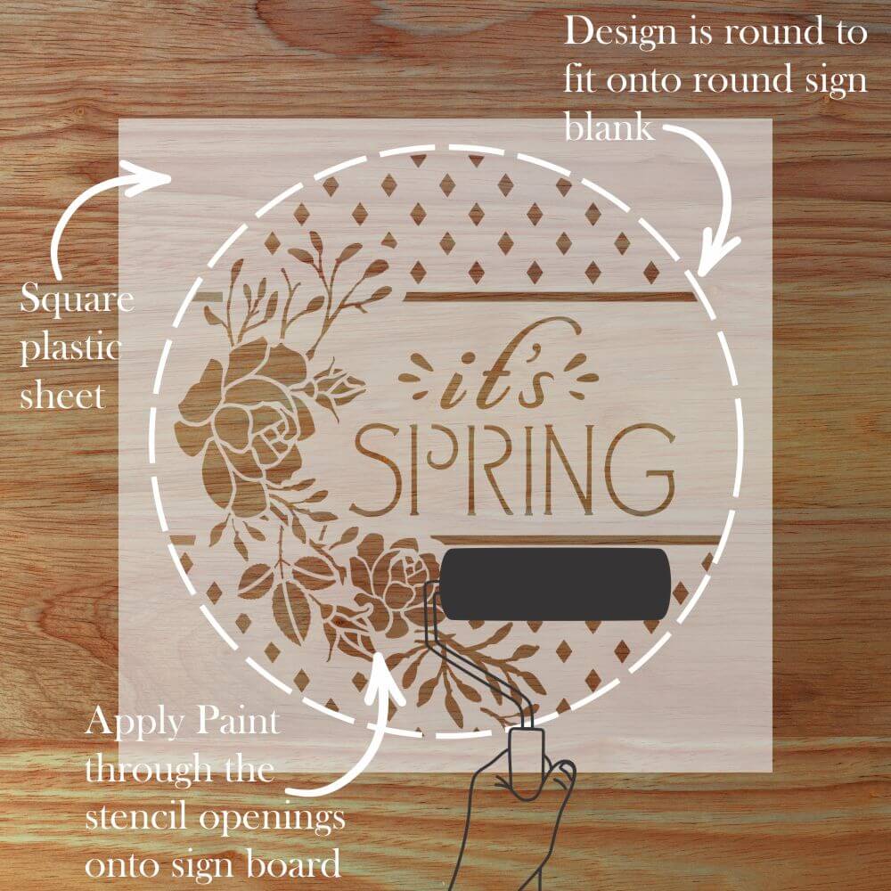 It's Spring Round Sign Stencil: Make DIY Signs for Spring