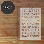 Austin Subway Art Poster Stencil 18x24 dimensions