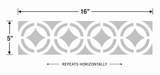 Verona tile border stencil with dimensions 16" x 5" on a white background