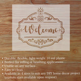 Decorative 'Welcome' sign with pineapple on a wooden surface