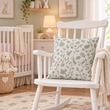 Scenic Woodland painted on a pillow in a nursery. Pillow Stencils