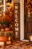 Welcome Laurel Leaves Vertical Porch Stencil by Designer Stencils