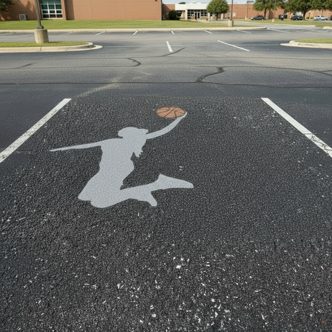 Women's Basketball Player Parking Space Stencil