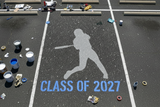 Softball Player Parking Space Stencil