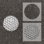 Golf ball stenciled on pavement with matching 2 part stencil.