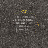 Matthew Bible Verse parking space stencil with measurements on pavement.