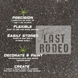 Details about the Last Rodeo parking space stencil.