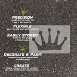 Promotional graphic for a crown-shaped product with text on a textured black background