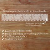Laser cut Mylar strip with registration marks on a wooden background