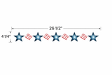 Measurement chart of blue stars and red stripes on a white background