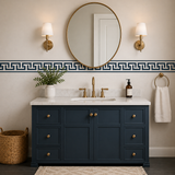 Greek Key Wall Stencil stenciled onto a bathroom wall