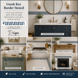Design collage for the Greek Key Border Stencil from Designer Stencils