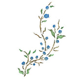 Blueberry Spray Wall Stencil