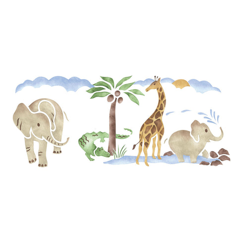 Safari with an Alligator Wall Stencil