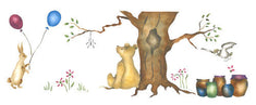 Rabbit and Bear Wall Stencil Border