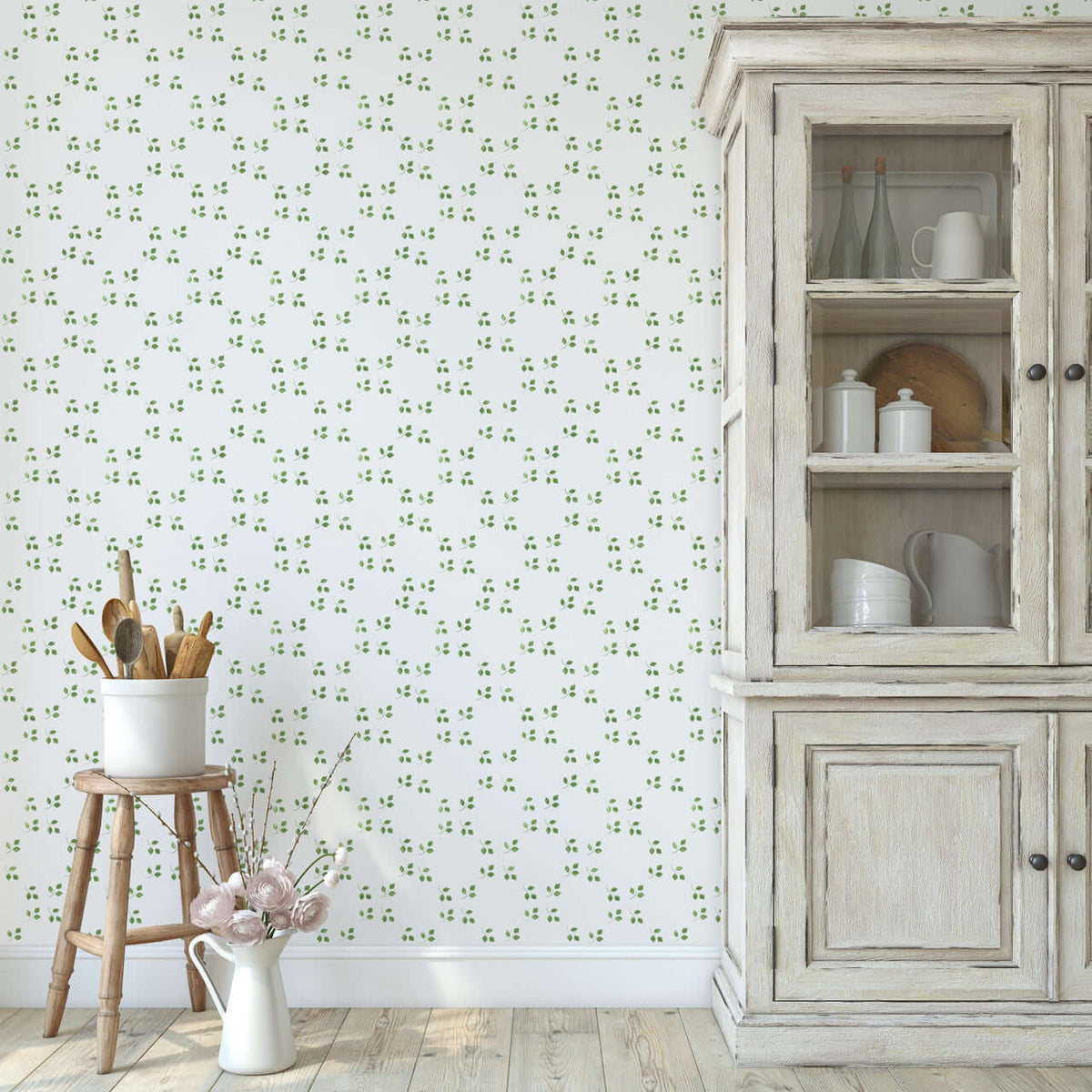 Classic Leaf Lattice Repeating Pattern Wall Stencil